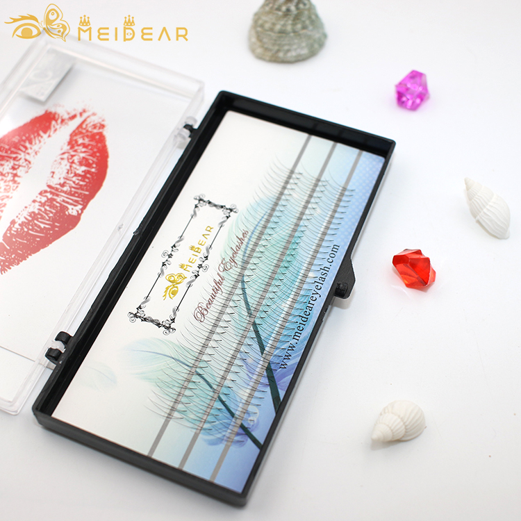 Private label for thickness 0.05 0.07 0.10mm flare clusters knot free eyelash extension